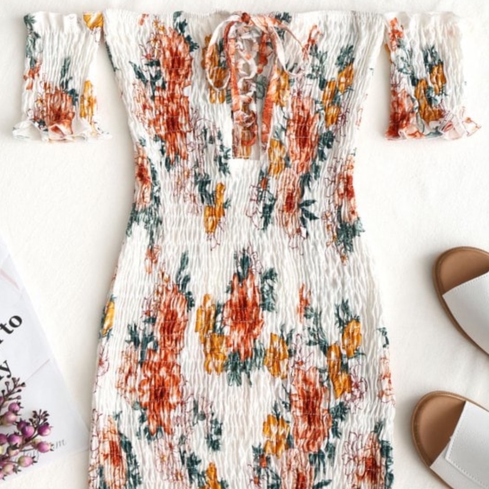 SALE Floral Shirred Micro Mini Bodycon Dress/Top